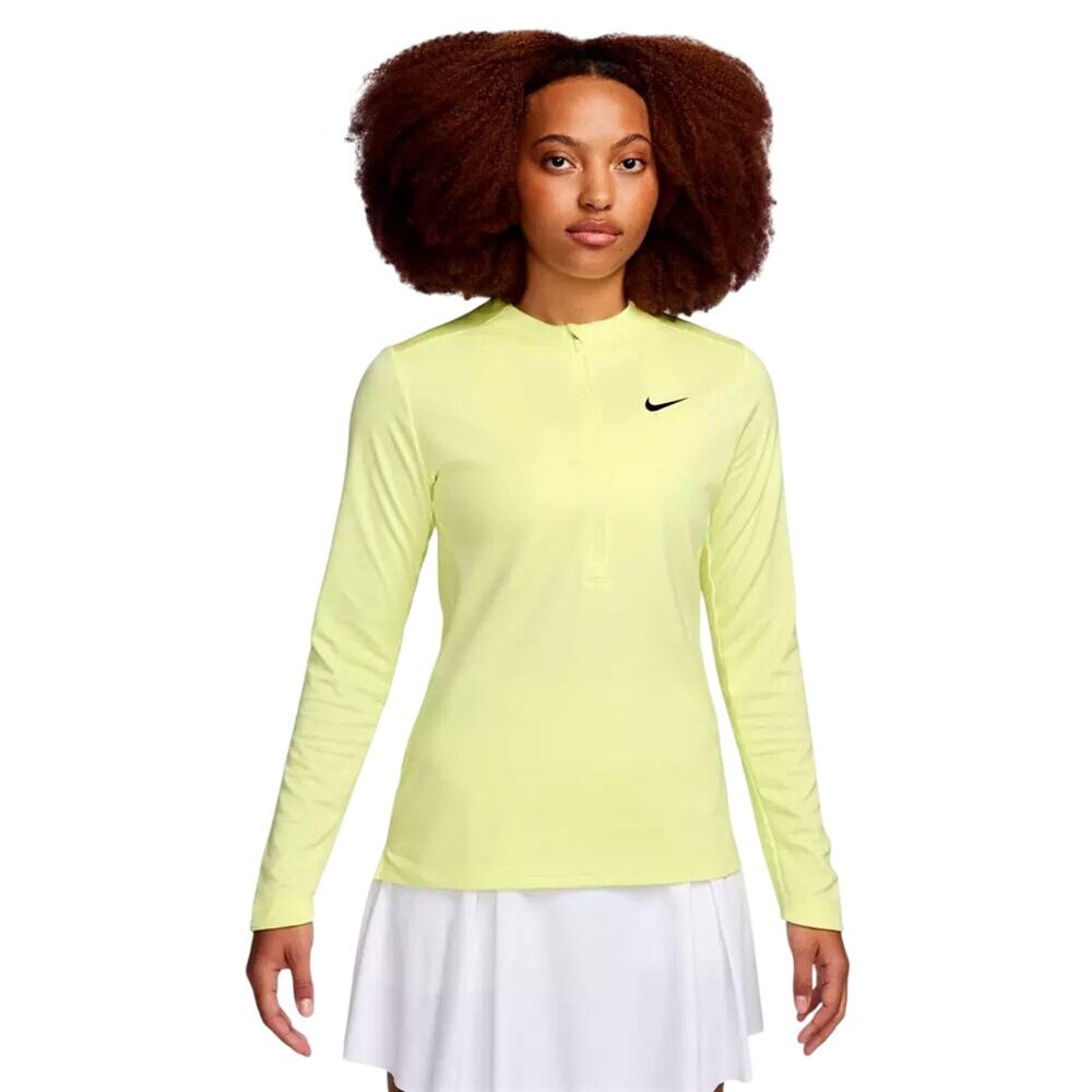 Nike Golf Dri-FIT UV Advantage Women Half Zip Pull Over Size US S Lemon Yellow